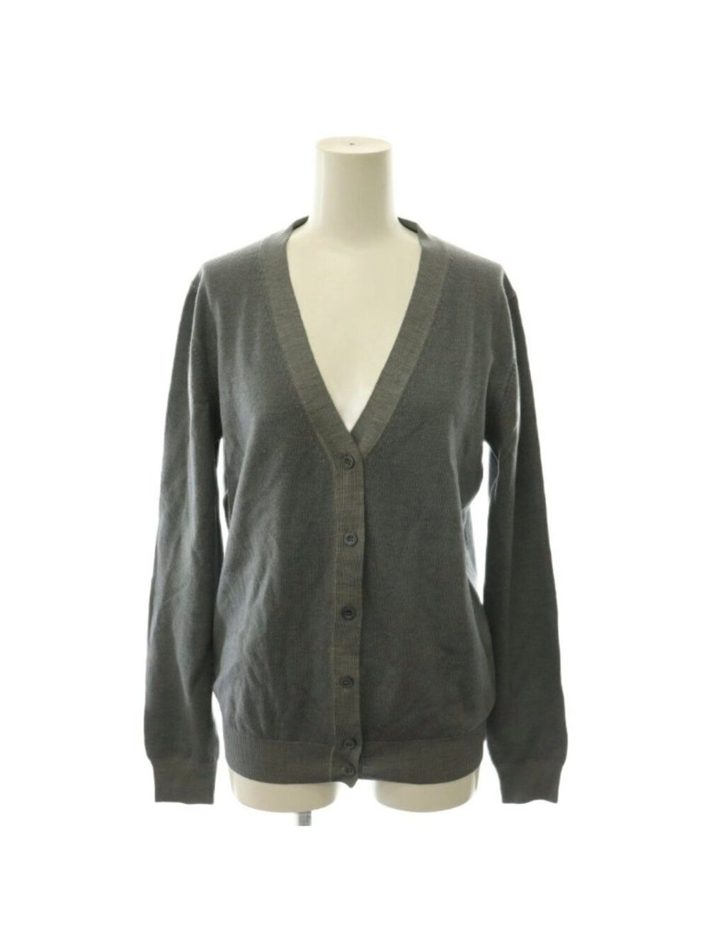 Prada Wool Cardigan V-neck Long Sleeve Gray 42